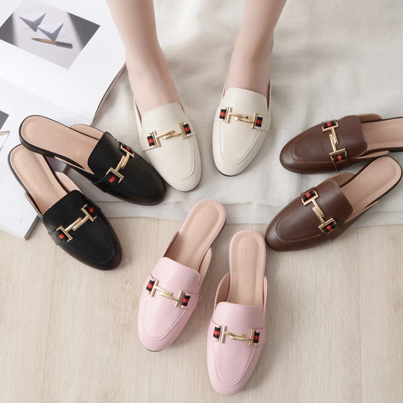

The Spring of 2021 Designer Shoes Woman Slides Outdoor Platform Slippers Square Ladies Mules Zapatos De Mujer plus size 33-44