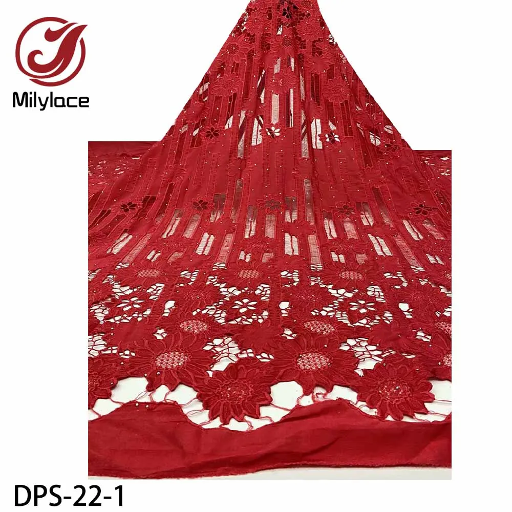 

Milylace High Quality Guipure Lace Fabric 2020 African Water Soluble Lace Fabric with Beaded for Wedding Dress DPS-22