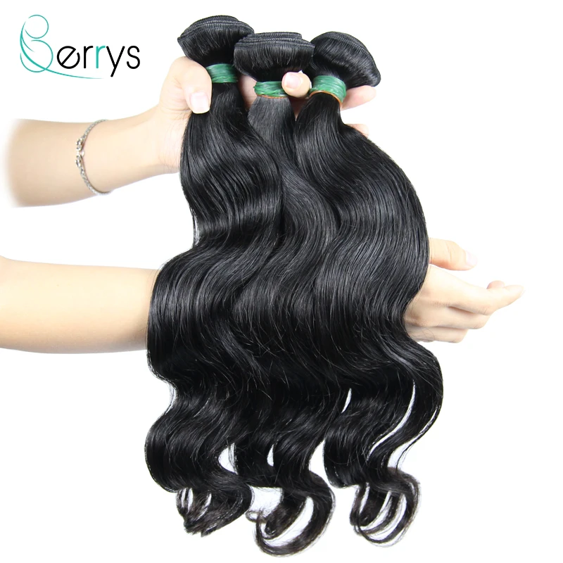 Berryhair Brazilian 100% Human Nature Hair Body Wave Bundles Deal 1/3/4PCS Lot Virgin Hair Extension Double Hair Thick Bundles