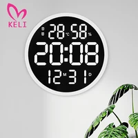 12inch led large number wall clock digital temperature and humidity electronic clock modern design decoration home office decor