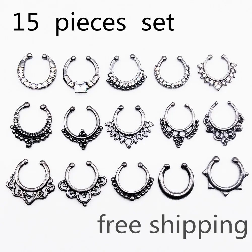 Женская заколка для тела разноцветное Винтажное кольцо пирсинга носа 15