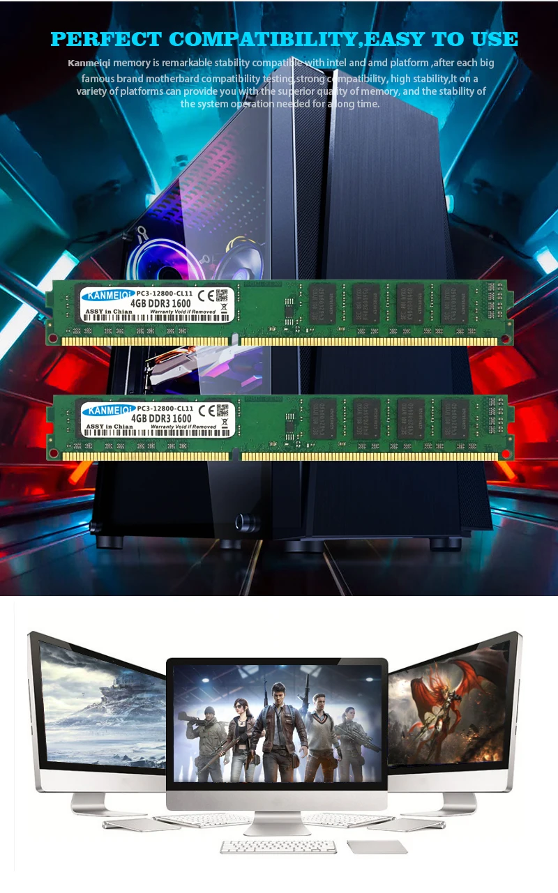 KANMEIQi ram ddr3 8GB(2pcsX4GB) 1333/1600MHz PC3 Desktop Memory 240pin 1.5V New dimm
