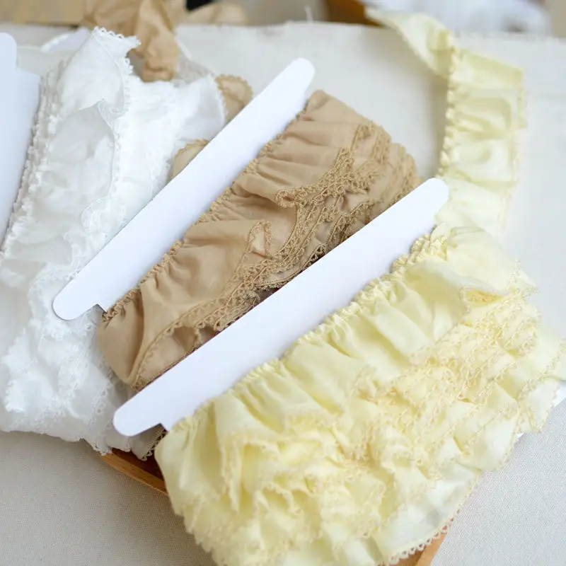 Кружевная хлопчатобумажная ткань с оборками 1 метр для рукоделия аксессуары