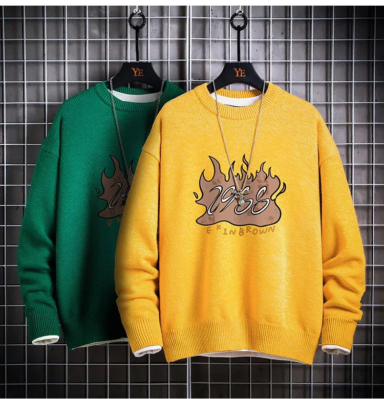 

Men Pullovers Sweater Spring Autumn Male Japan Korea Streetwear Youth Fashion Casual Hip Hop Couple Knitting Sweater XZ226-7713