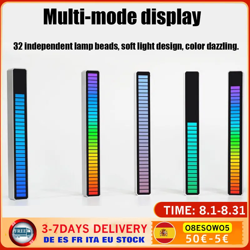 

Sound Control LED Light RGB Voice-Activated Music Rhythm Ambient Light With 32 LED 18 Colors For Party Car Home Decoration Lamp