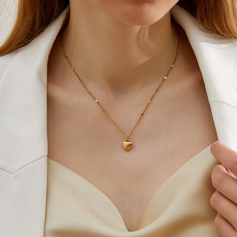 Ожерелье из нержавеющей стали с цепочкой на ключицу в форме сердца | Украшения и