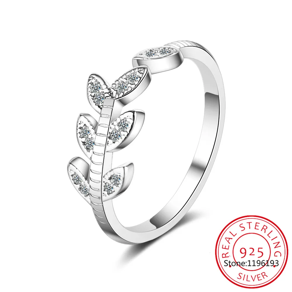 

Authentic 925 Sterling Silver Spring Leaves Clear CZ Zircon Ring for Women Fashion Free Size Flora Ring Fine Jewelry