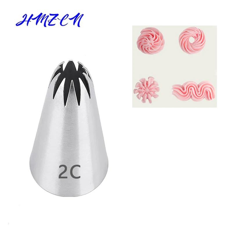 

1PCS 2C # Icing Piping Pastry Nozzle Tips Baking Tools Cream Cake Decorating Set Stainless Steel Nozzles Baking Tools for Cakes