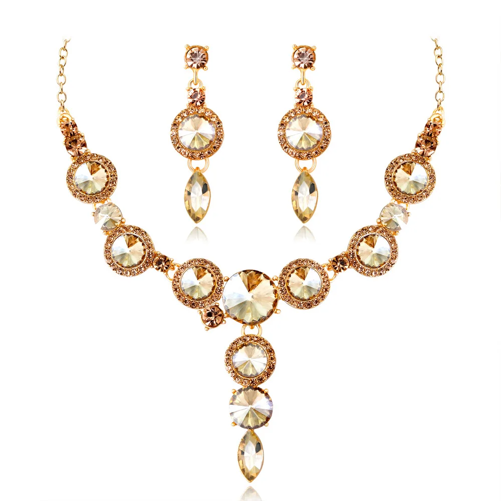 Дропшиппинг роскошное золотое ожерелье висячие серьги зеленые красные белые