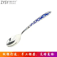 china yincheng 999 silver products handmade cloisonne silver cutlery three piece silver tableware spoon