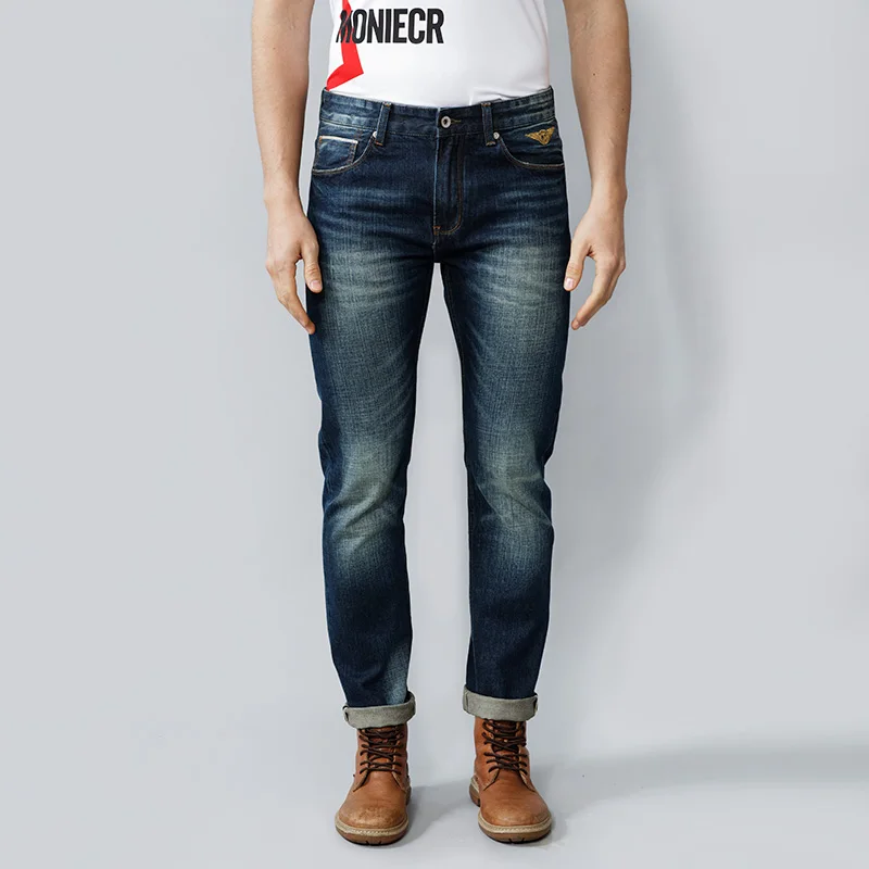 

Italian Style Fashion Men Jeans High Quality Retro Black Blue Slim Fit Selvedge Redline Designer Jeans Men Vintage Denim Pants