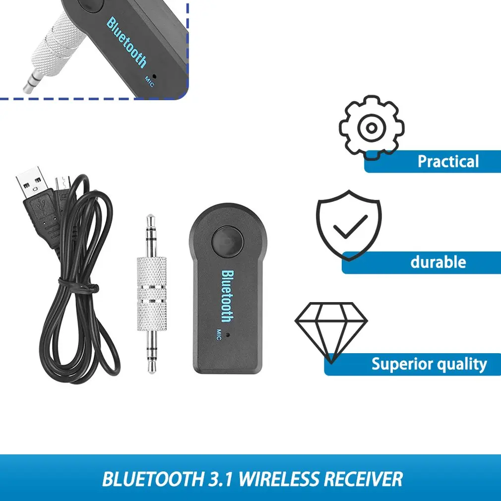 Hands-free Wireless 4.1 Bluetooth Audio Music Receiver Adapter 3.5mm Stereo A2DP Car Kit 2.4G for Streaming Sound System | Электроника