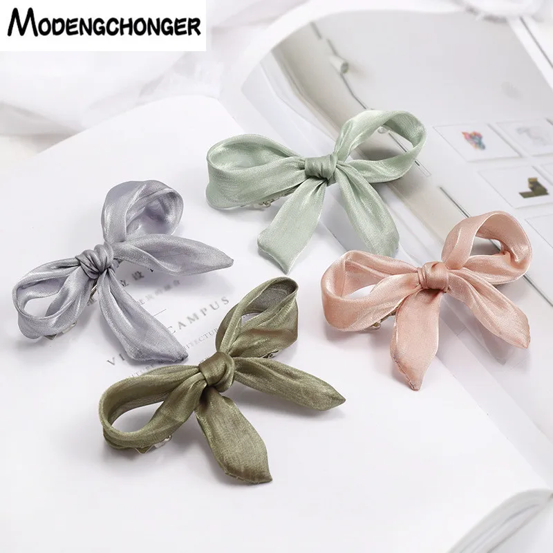

Korean version of the new bow fashion double layer lace hairpin headdress tulle solid color hairgrips For Women Hair Accessories