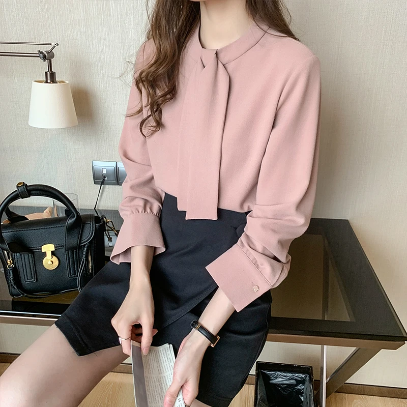 

Autumn Long Sleeve Chiffon Blouse Shirt Women Tops Blouse Women Blusas Mujer 2021 Stand Collar Blouse Women Shirts