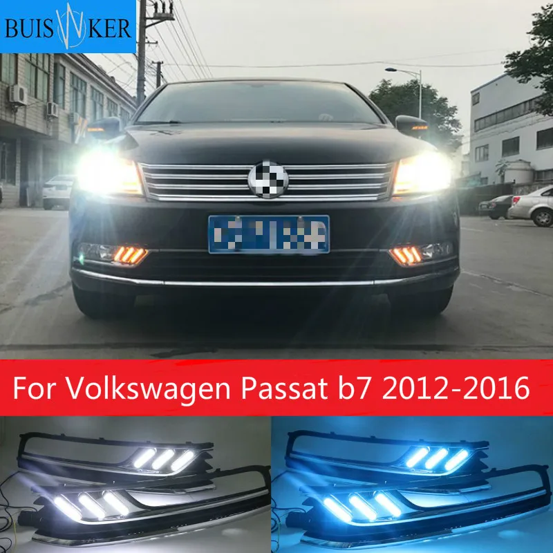 

For Volkswagen Passat b7 2012-2016 with moving yellow turn signals and blue night running light led drl daytime running light