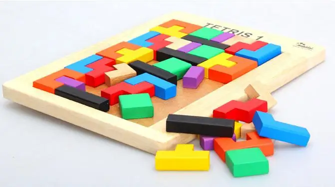 Классический деревянный teрис сборочные блоки большая геометрическая сборка