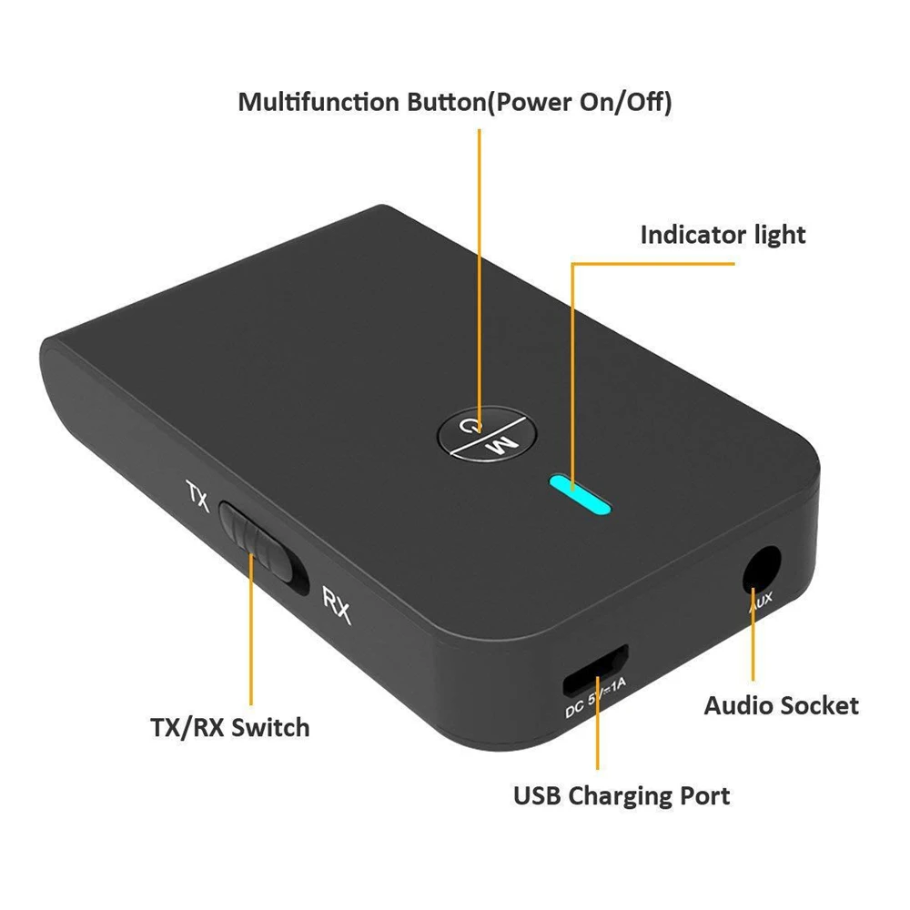 ОВБР Bluetooth 5 0 передатчик приемник 2-в-1 3 мм AUX Jack обоих концах для подключения