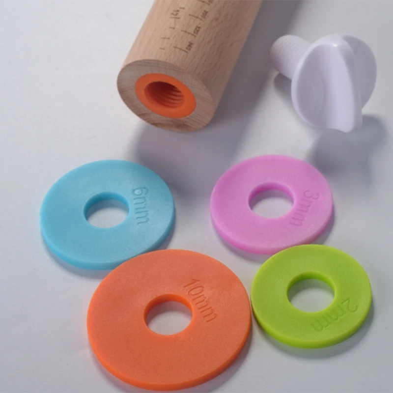 

Adjustable Rolling Pin with Removable Rings,Rolling Artifact Beech Flour Rolling Pin with Adjustable Thickness Rolling Pin