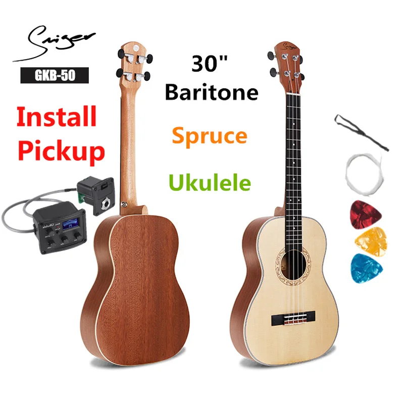 Укулеле 30 дюймов ель мини-электрическая баритон акустические гитары 4 струны для