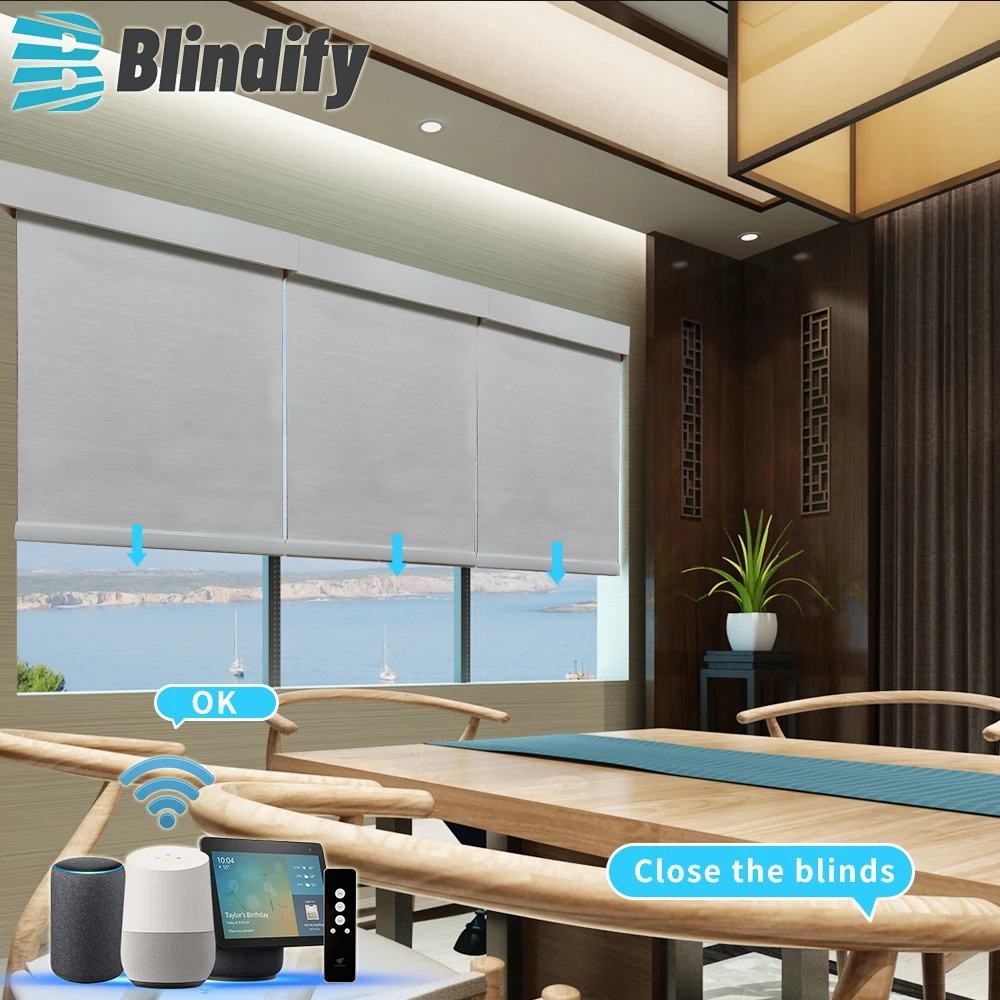 Умные квадратные роликовые жалюзи Blindify индивидуального размера с верхней