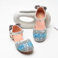 girls party shoes princess sandals leather glitter crystals rhinestones knot kids shoes elsa sneaker children christmas gift