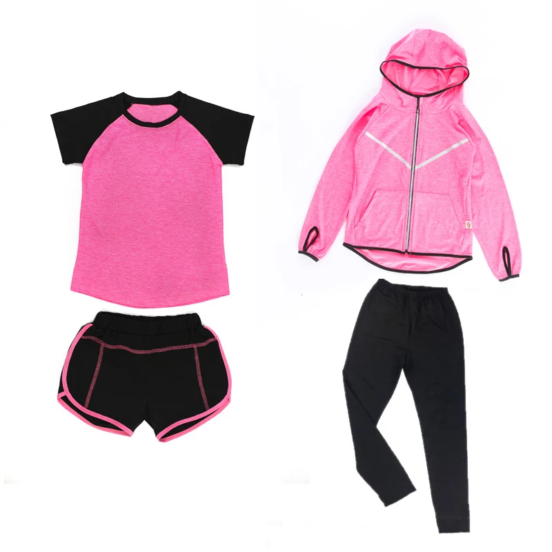 Детская футболка для фитнеса Для девочек спортивный костюм бега спортивные