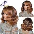 Короткий кудрявый парик Боб хайлайтер Омбре 13X 4 кружевной передний парик предварительно выщипанные человеческие волосы красивые парики Remy волнистый парик без клея для женщин