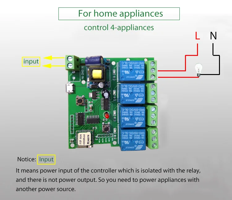 DIY DC 5V 4 канала Jog/Inching& самоблокирующийся WiFi беспроводной модуль Смарт-переключателя