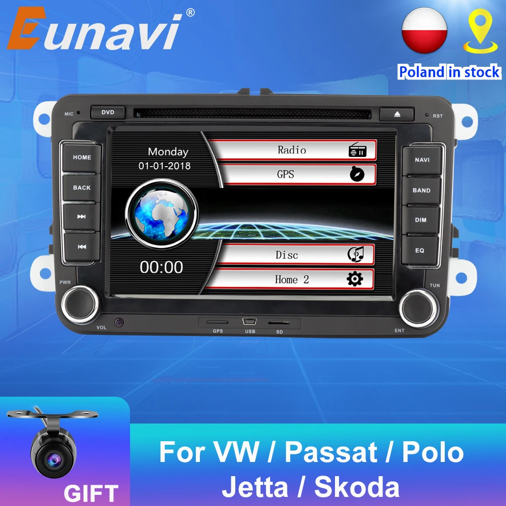 Автомобильный мультимедийный плеер Eunavi 7 дюймов 2 din DVD GPS навигация для VW Volkswagen GOLF 6