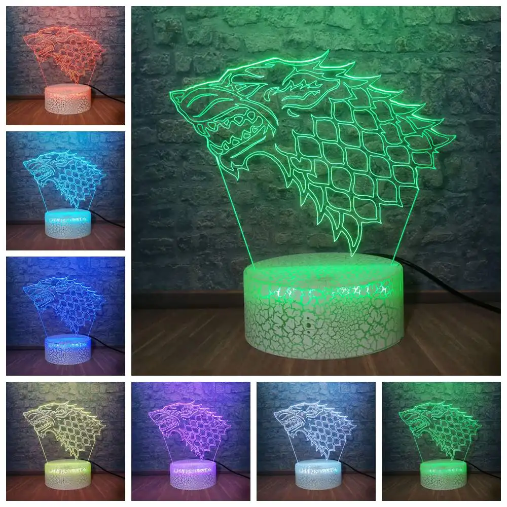 Игра престолов Песня льда и значок пожарного 3D светодиодный светильник Лазерная