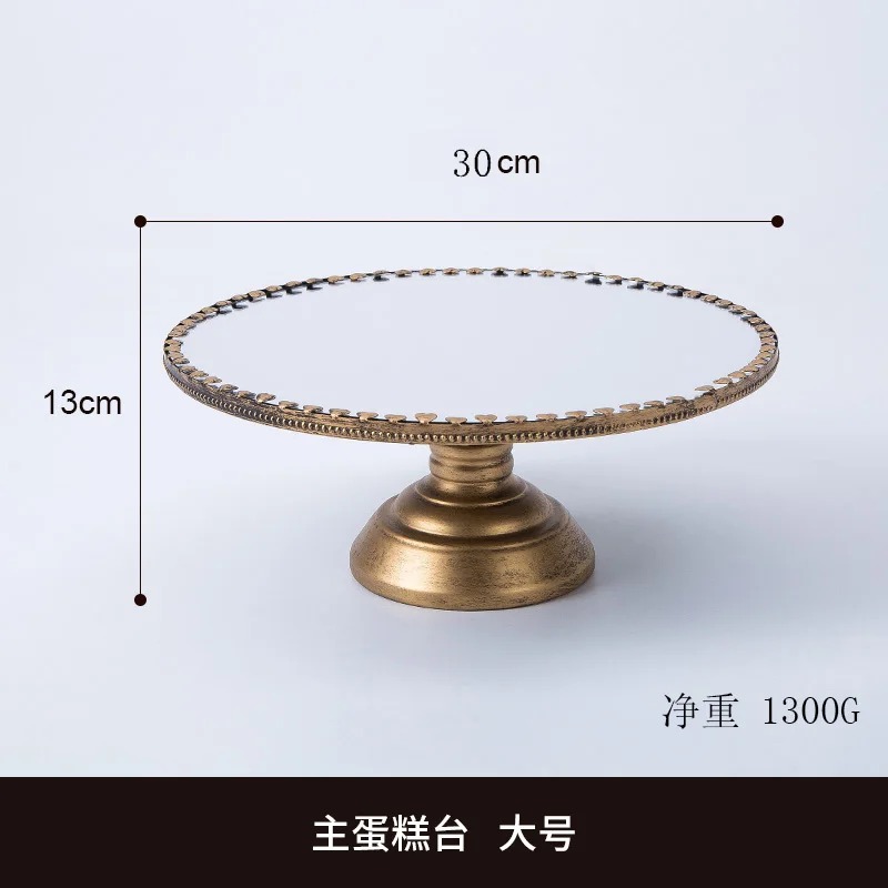 gold big size Золотое металическое украшение для дома стеклянный зеркальный лоток тарелка для фруктов - Цвет: gold big size
