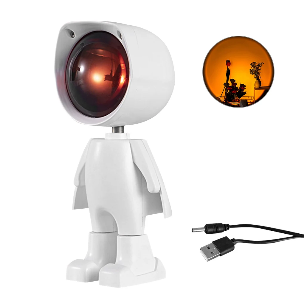 

Creative Robot Sunset Projector Lamp Rainbow Atmosphere Led Night Light for Home Bedroom Coffe shop Background Wall Decoration
