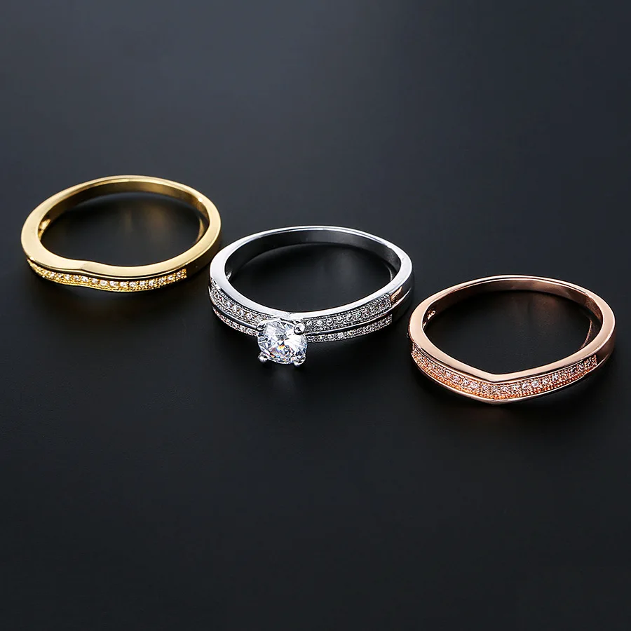 Buy 18K Multi Gold Ring 3pc Set for Women Natural Diamond with Jewelry Anillos De Bizuteria Mujer Gemstone Rings Box on