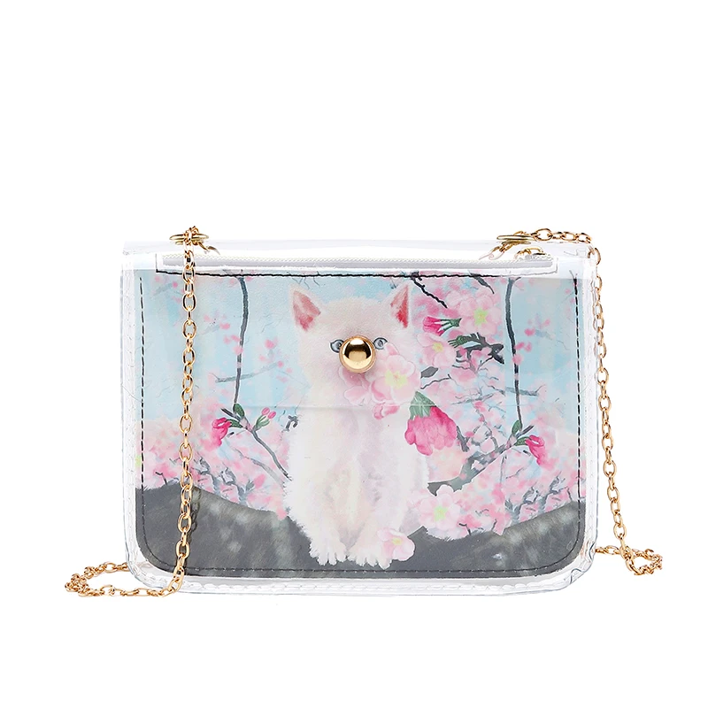 2019 Новая прозрачная сумка прозрачный пакет с принтом сумки через плечо для