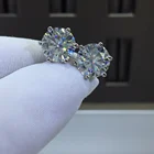 Inbeaut Классический 6 когти пройти Diamond тесты D Цвет круглый отличный крой 2 компьютерная томография всего 4 ct серьги-гвоздики с муассанитом серьги Свадебные украшения