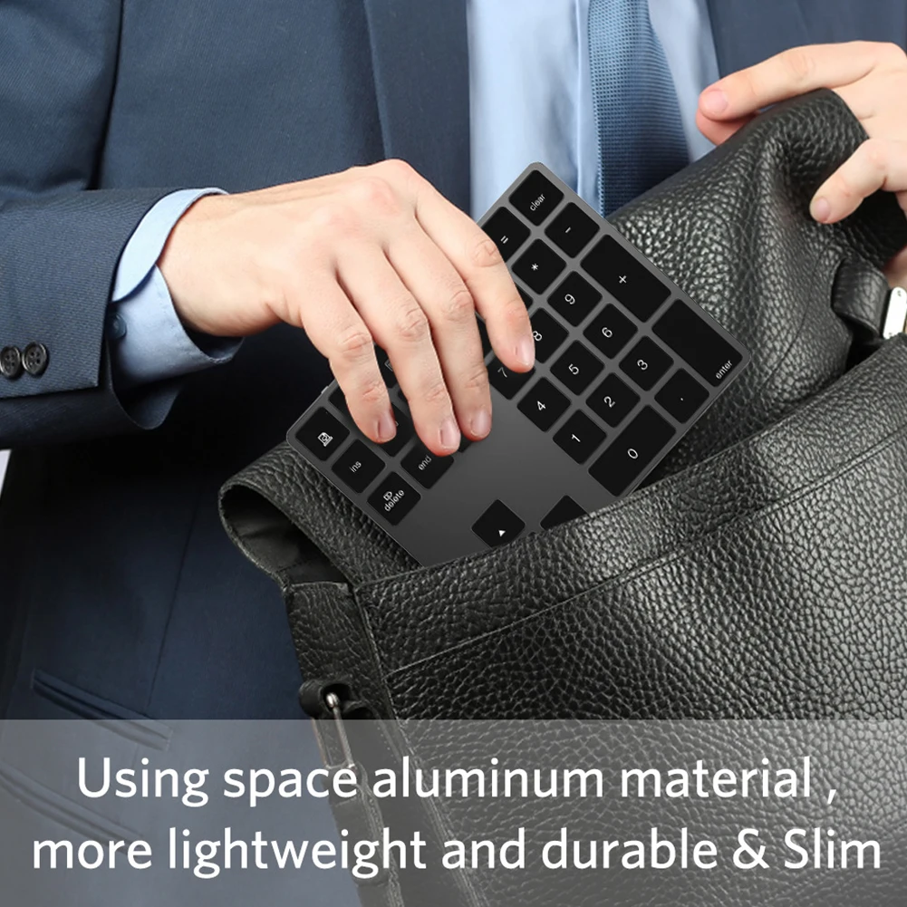 

USB Rechargeable Bluetooth 3.0 Digital Keyboard For PC Laptop Wireless Home Office Numeric Keypad External Portable 34 Keys