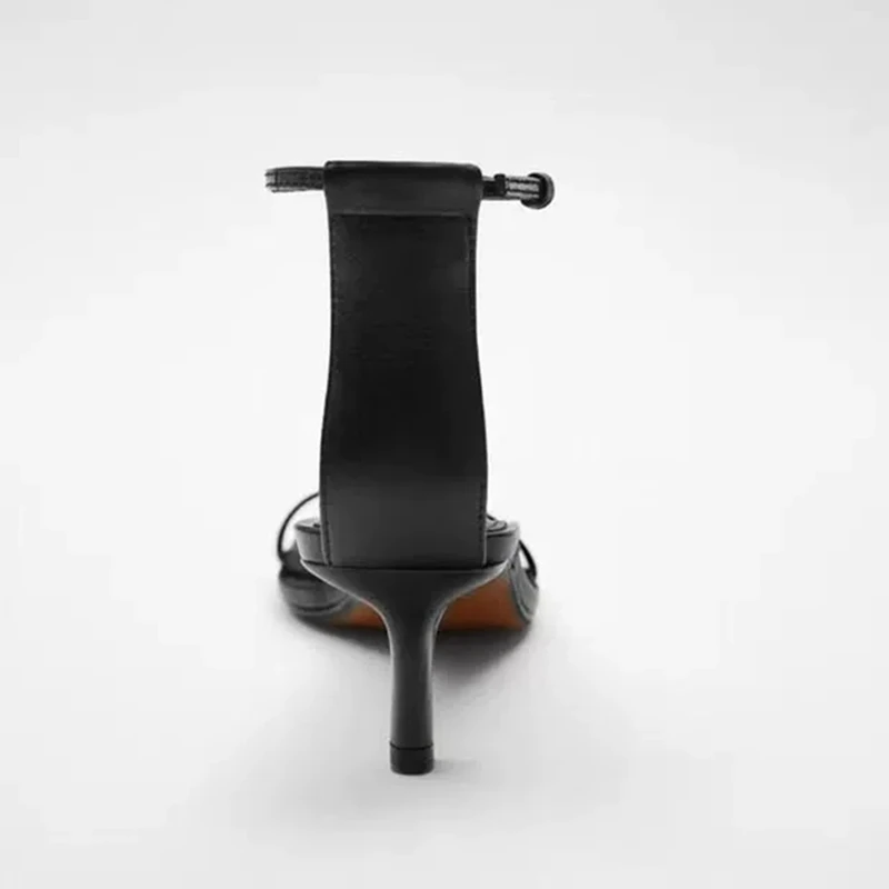 

Clear Heels Retro Woman Shoes 2021 Sandals Suit Female Beige Ankle Strap Open Toe Original New Black Cat High Summer Fashion Pee