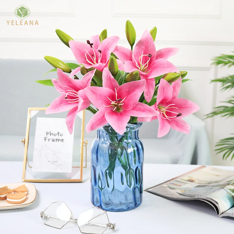 Искусственные цветы лилия латекс высокое качество лилии красота навсегда