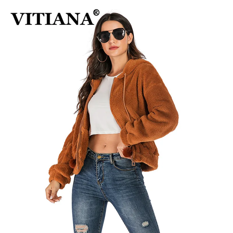 VITIANA женское повседневное короткое пальто из искусственного меха на осень 2019