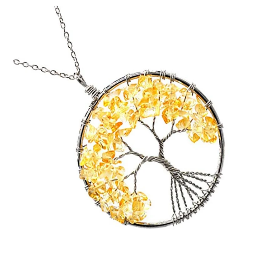 Ожерелье FYJS с подвеской из кристалла серебряным покрытием натуральное Желтое