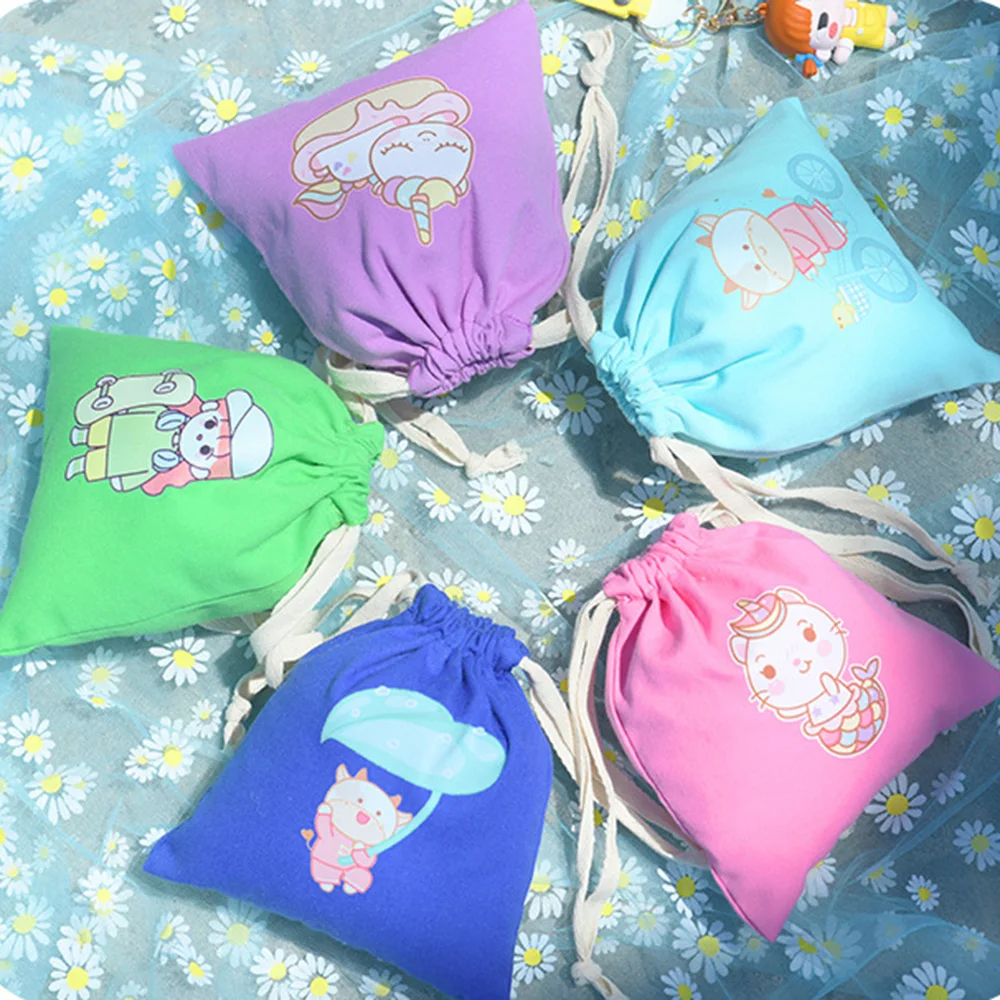 

Ins Portable Drawstring Pocket Cartoon Cute Girl Candy Jewelry Debris Organizer Cosmetic Coins Keys Bags Travel Toiletry Bags