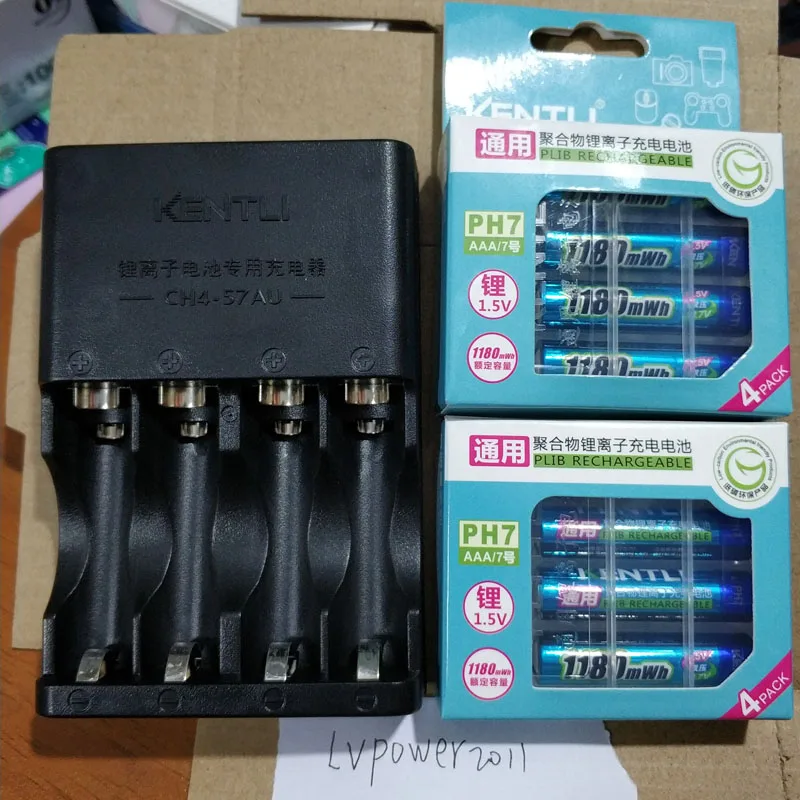 KENTLI 1,5 v 3000mWh AA 1180mwh 1,5 V AAA литий-полимерный литий-ионный полимерный литиевый аккумулятор AA AAA умное зарядное устройство(CH4-57U - Цвет: 8aaa PH7 ad charger