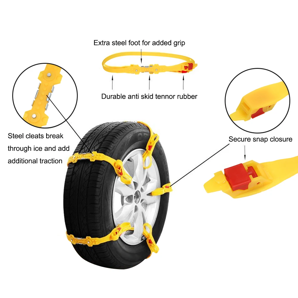 Противоскользящие шины 2 гвоздя-полный Тап ремни автомобильные цепи для снега