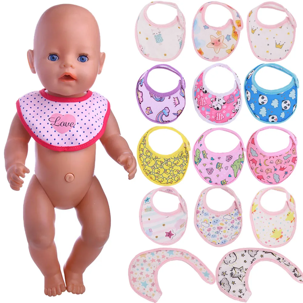 Bavaglini per vestiti per bambole asciugamano Saliva Polka Dot/stampa animalier per 18 pollici American Doll Girl e 43 Cm Reborn Baby Accessoies, regalo giocattolo