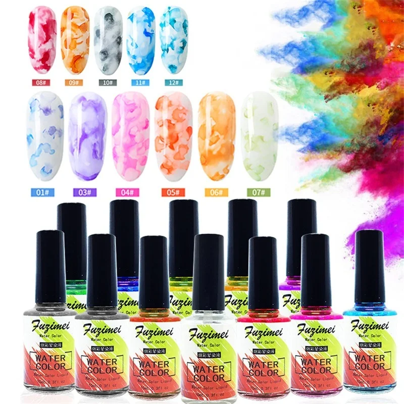 Бутилированный лак для ногтей акварельные чернила Набор лаков Цветущий гель