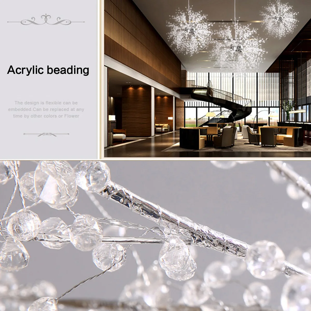 

YSN Dandelion Chandeliers Lighting for Dining Room Bedroom Exhibition hall Living Room LED White Light Pendant Hanging Lamp