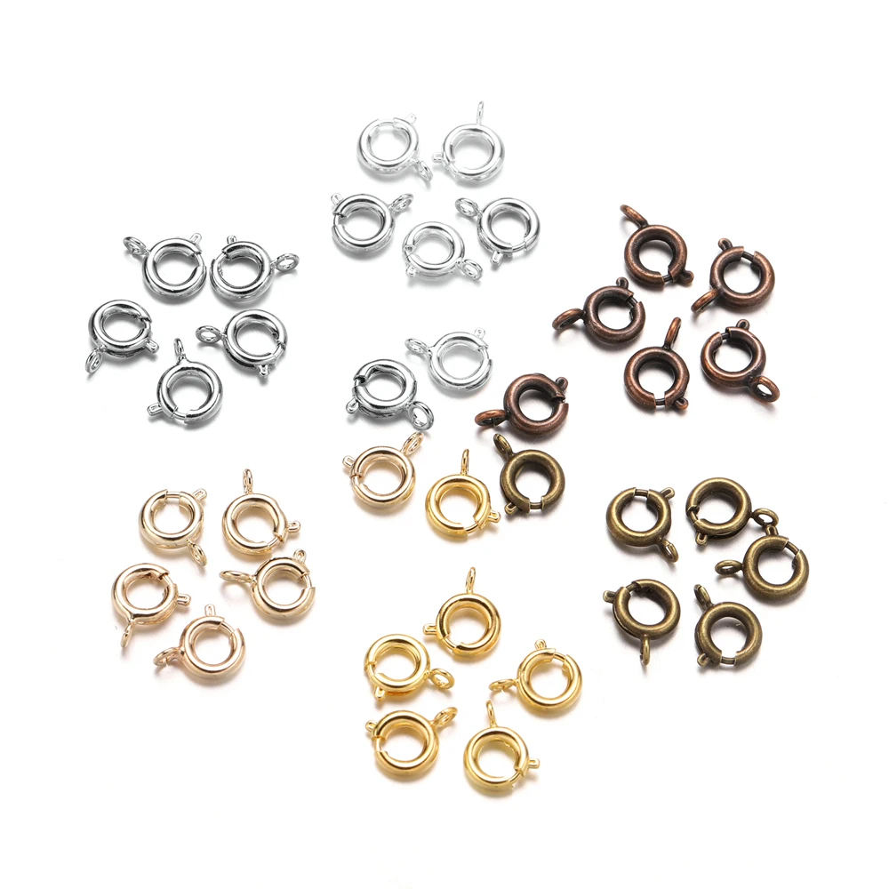 

30pcs/lot Gold Round Spring Ring Clasp With Open Jump Rings DIY Bracelet Necklaces Clasps Connectors For Jewelry Making