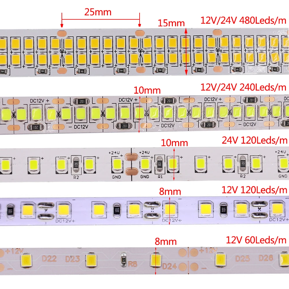 Гибкая светодиодная лента SMD2835 5 м 300 светодиодов 600 1200 водонепроницаемая супер