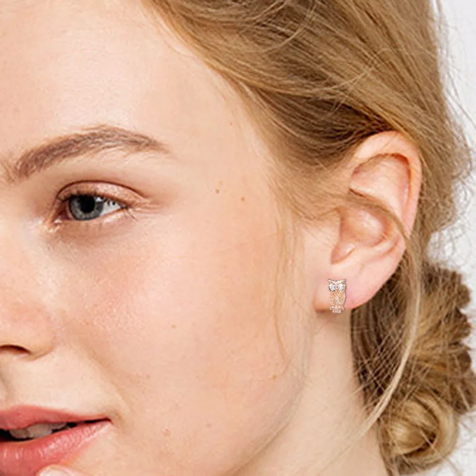 Серьги Слоник из розового золота с фианитами | Украшения и аксессуары