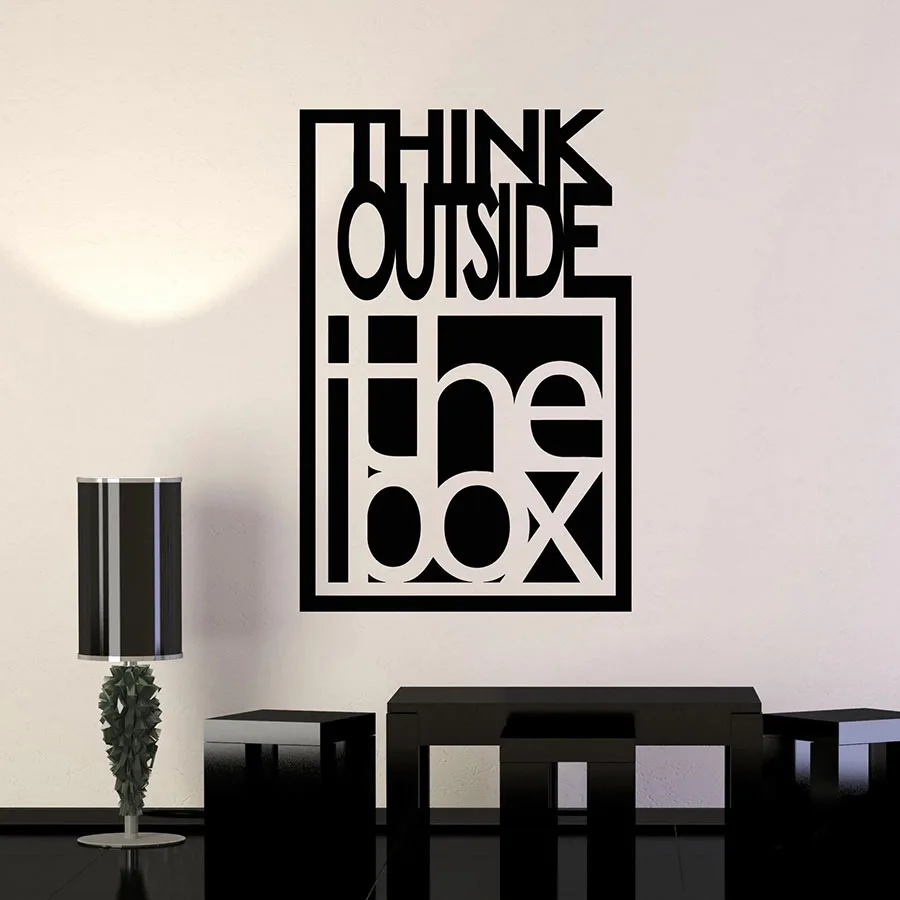 

Wall Decal Think Outside The Box Inspire Motivational Quote Office Team Art Decor Door Window Vinyl Stickers Creative Mural Q035
